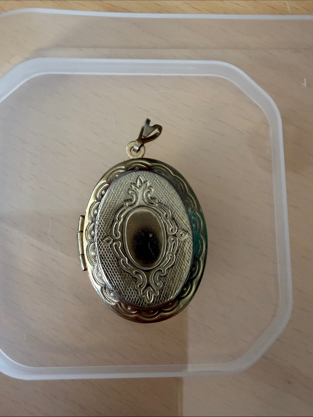 Gold Oval Engraved Locket Pendant Necklace - Classic Women’s Jewelry